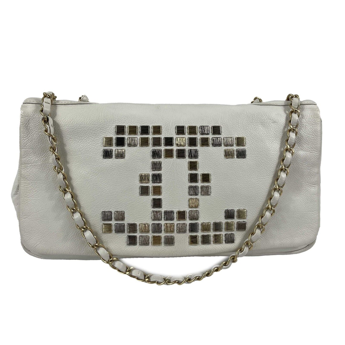 CHANEL - 09C Mosaic Metal East West Calfskin CC Maxi Flap Shoulder Bag