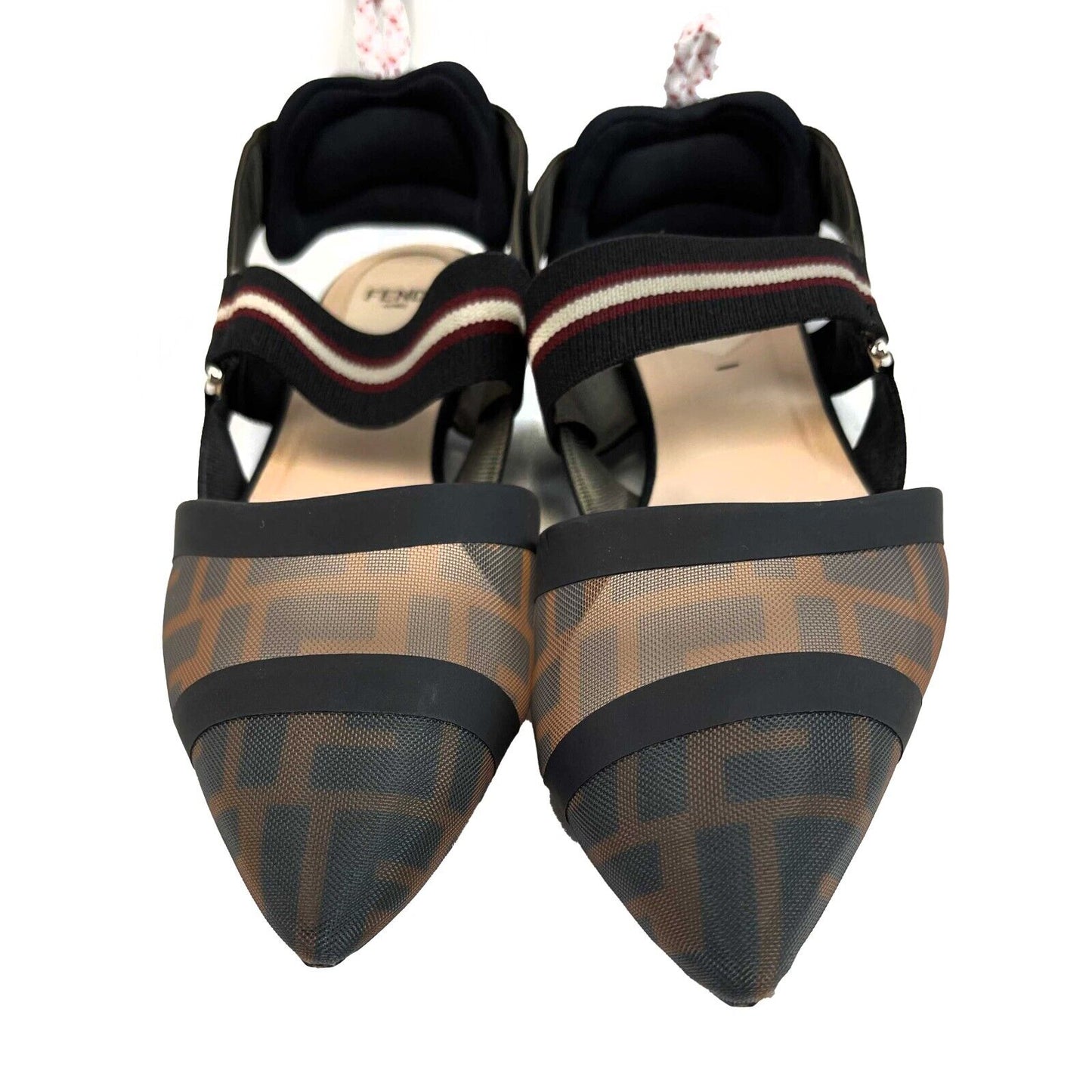 Fendi Colibrì Multicolor Tech Mesh Medium-Heel Slingbacks Brown 38 USS 8 Shoes