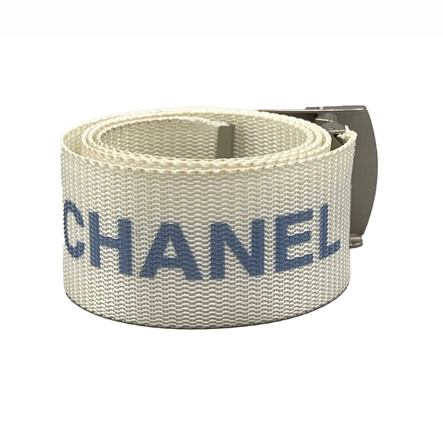 CHANEL - Vintage 99S 1999 Logo Adjustable Nylon Web - White - XS/S - Belt