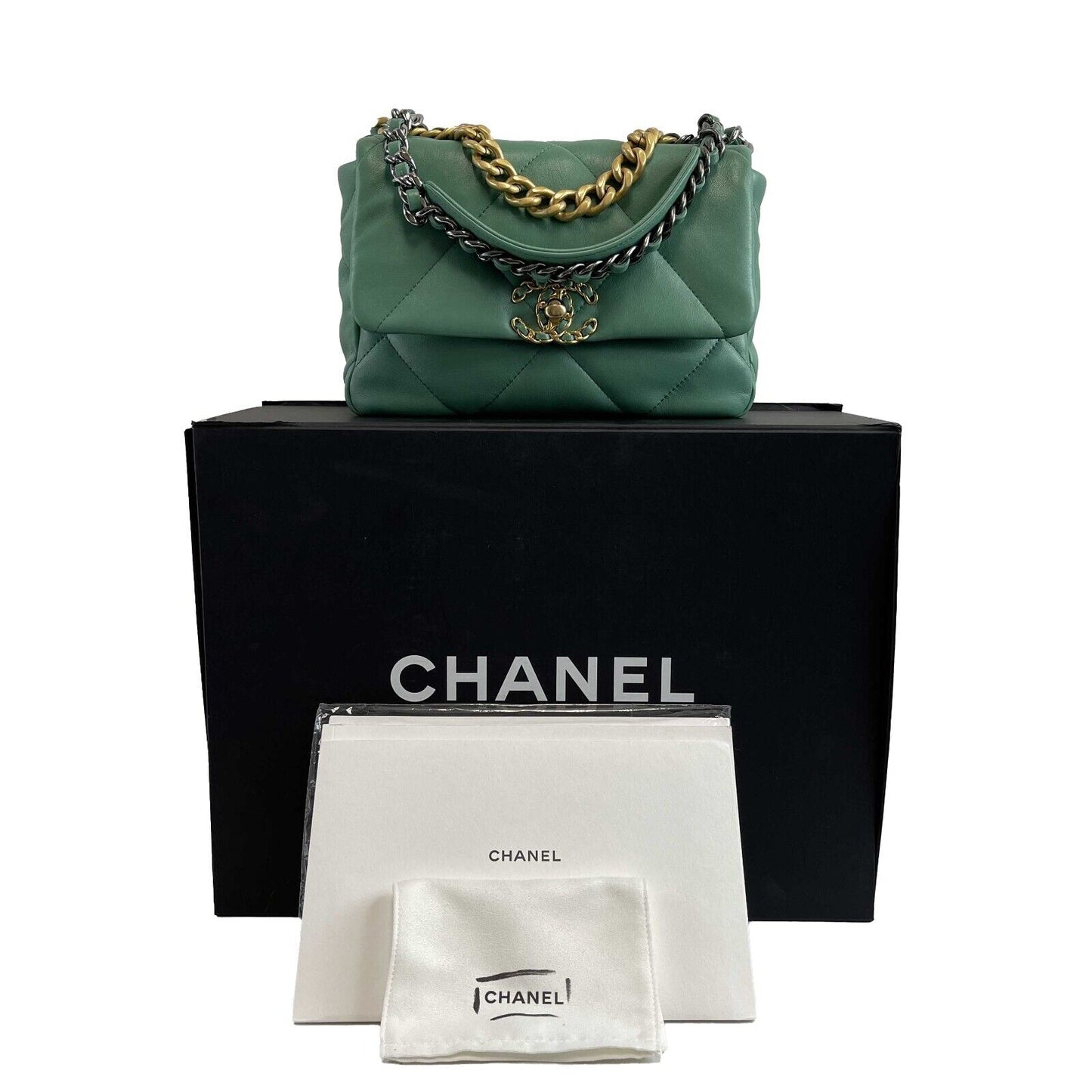 Chanel 19 Green Flap Bag Medium CC Shoulder Crossbody Bag