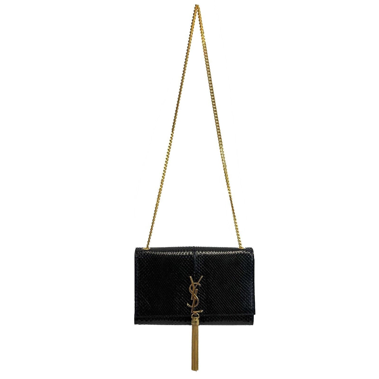 Saint Laurent - YSL - Snakeskin Kate Tassel Medium Black Crossbody