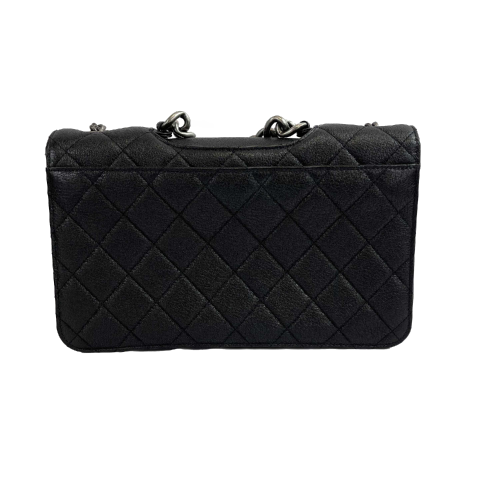 CHANEL - NEW Caviar Top Chain Jumbo CC Flap Strap Handle Black Shoulder Bag 19