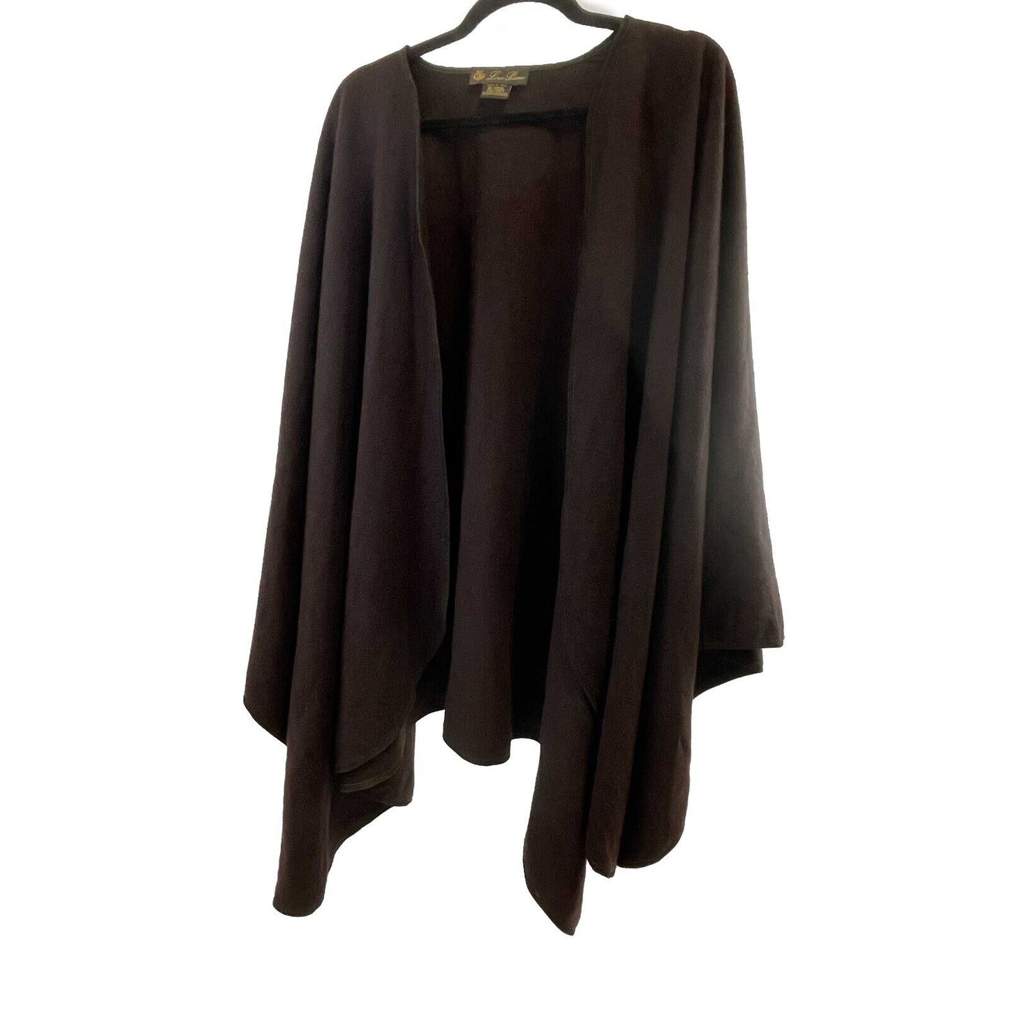 Loro Piana Shawl Espresso Brown Pure Cashmere Suede Trimmed Cape Cape One Size