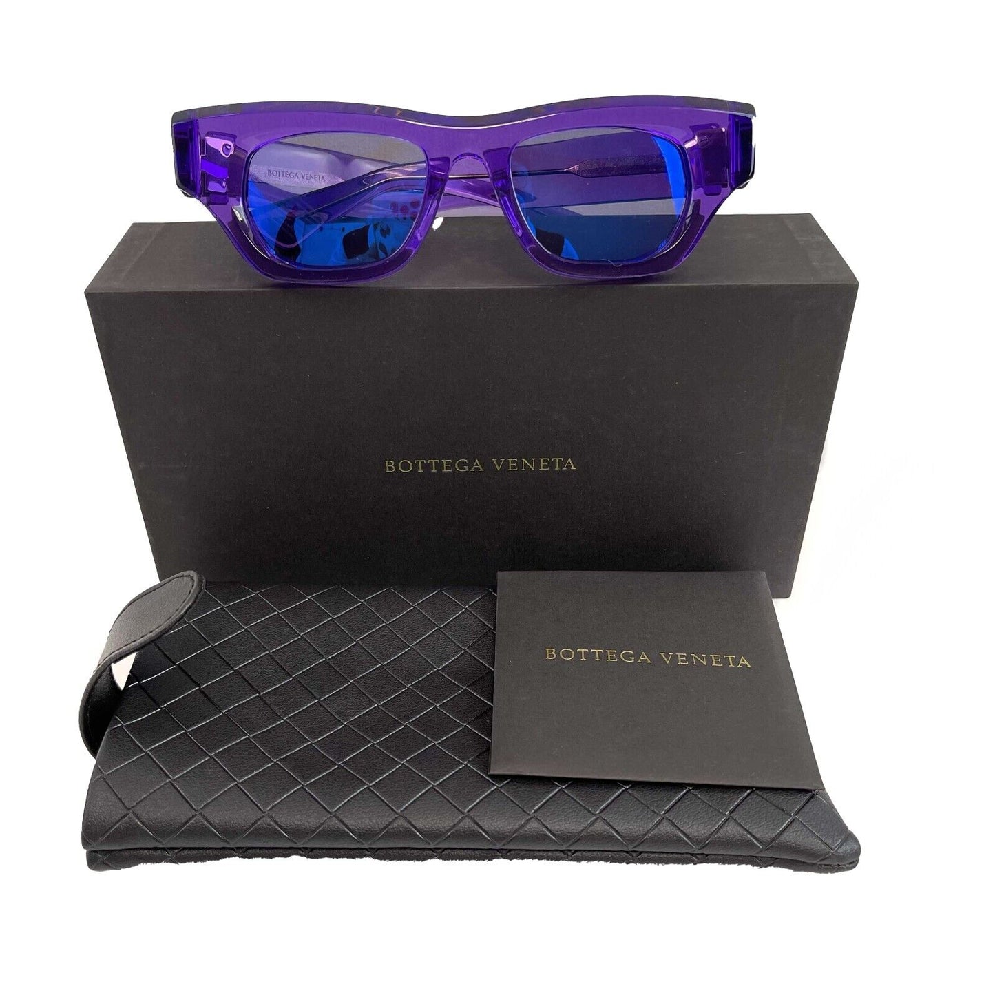 Bottega Veneta 2022 Purple Violet Squared Acetate Translucent Sunglasses