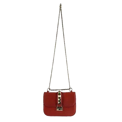 Valentino - Vitello Glam Lock Rockstud Flap - Red Leather Crossbody