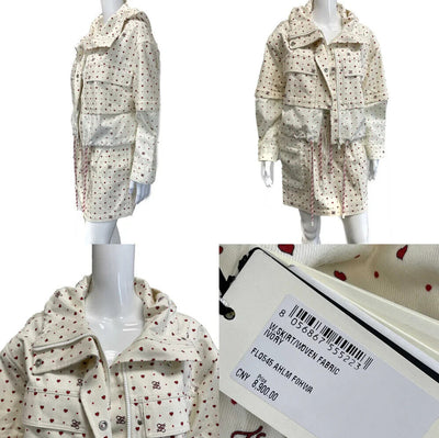 Fendi Gonna Fendi Forever Heart Denim Set Ivory New w/ Tags 38 US 2 / 44 US 8