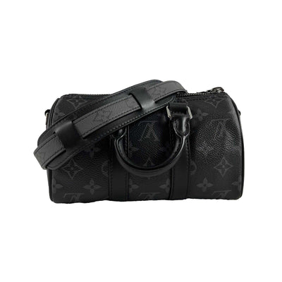 Louis Vuitton Excellent Reverse Monogram Eclipse Keepall XS Black Crossbody Bag