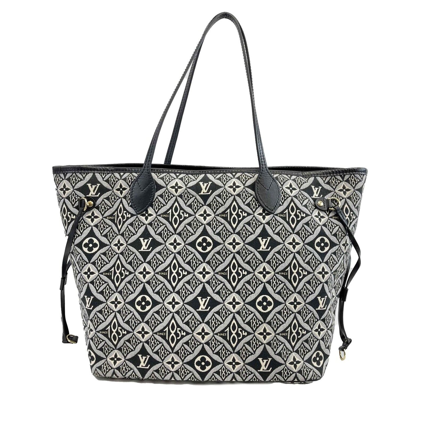 Louis Vuitton - Since 1854 Neverfull MM - Black / White Jacquard Tote w/ Pouch