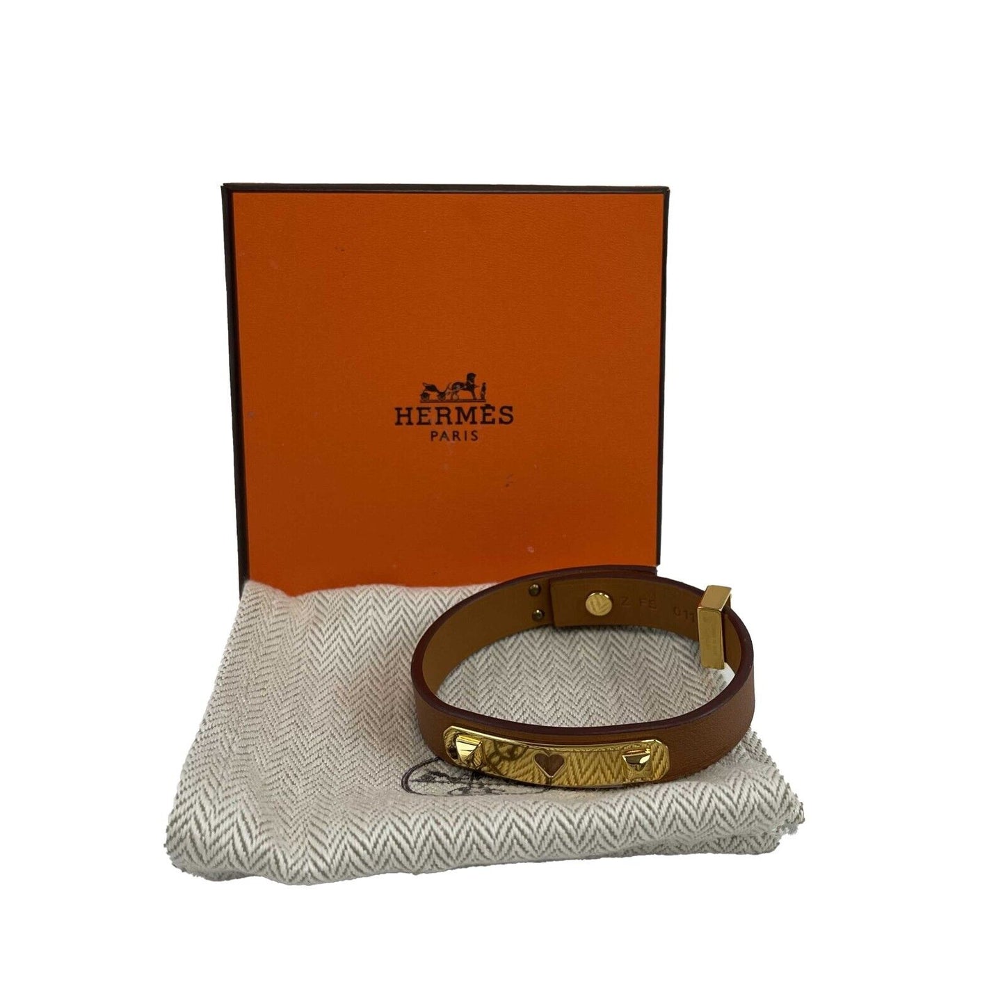 Hermes NEW As de Coeur Gold Bracelet T3 Z FS 011