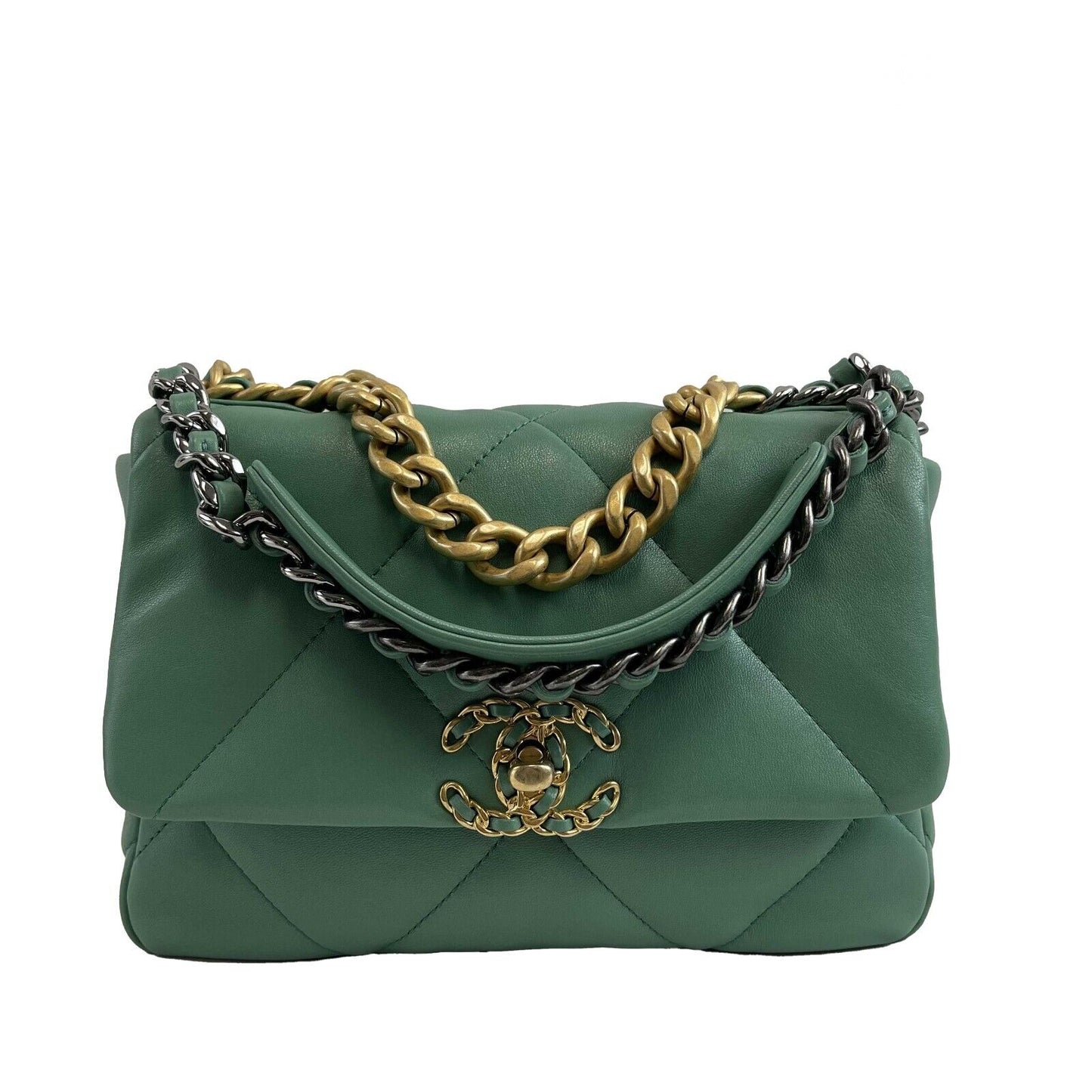 Chanel 19 Green Flap Bag Medium CC Shoulder Crossbody Bag