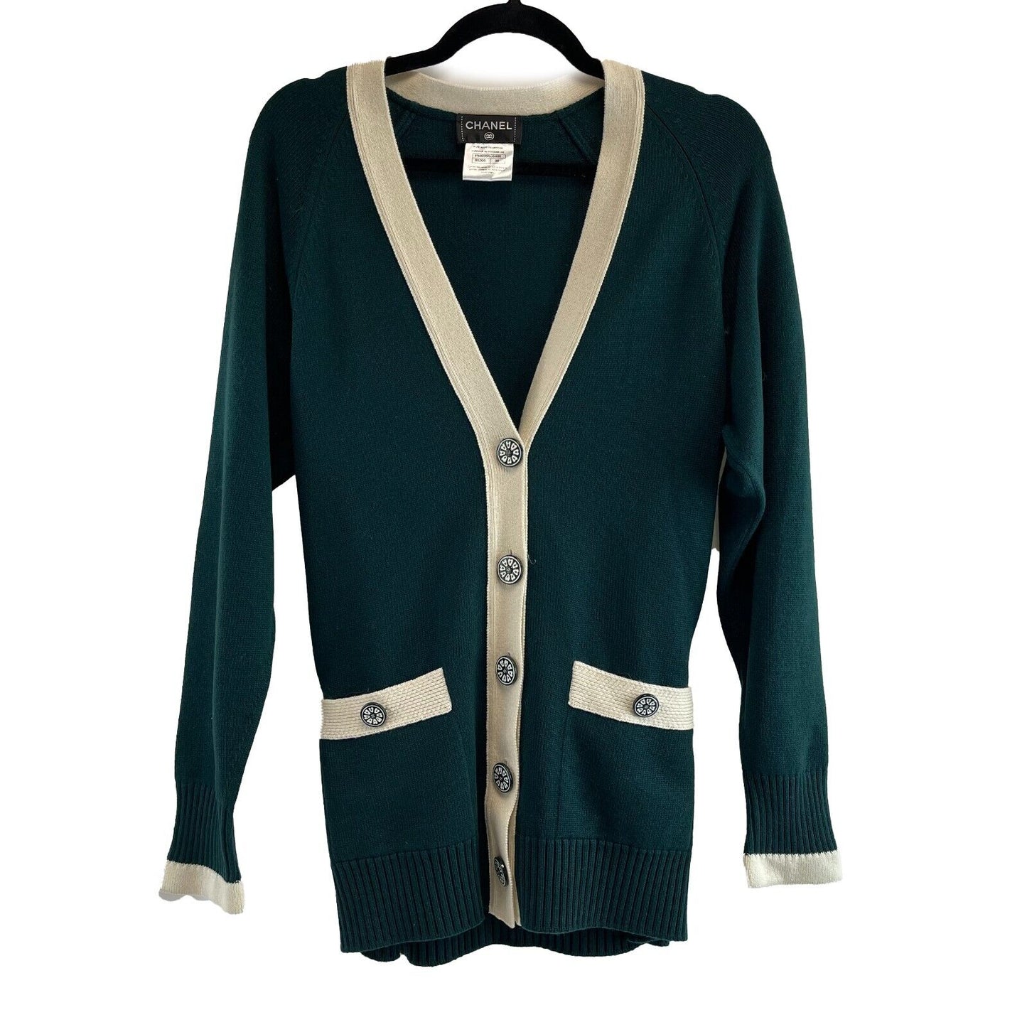 Chanel 16C Seoul Most Wanted Green Clover Belted Cardigan Green 38 US 6