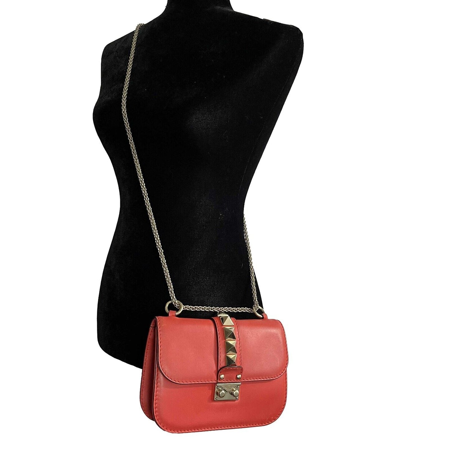 Valentino - Vitello Glam Lock Rockstud Flap - Red Leather Crossbody