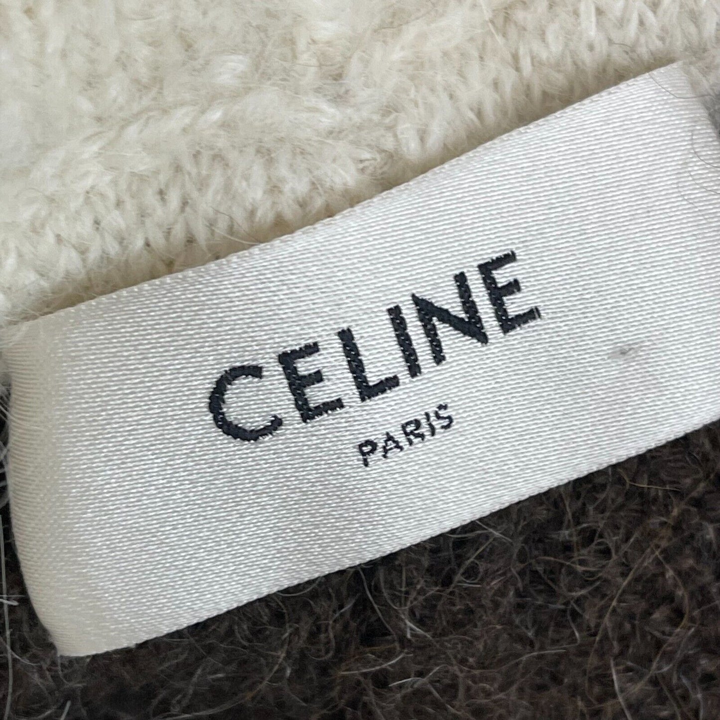 Celine RARE RUNWAY Alpaca Striped Baja Poncho Brown Cream XS