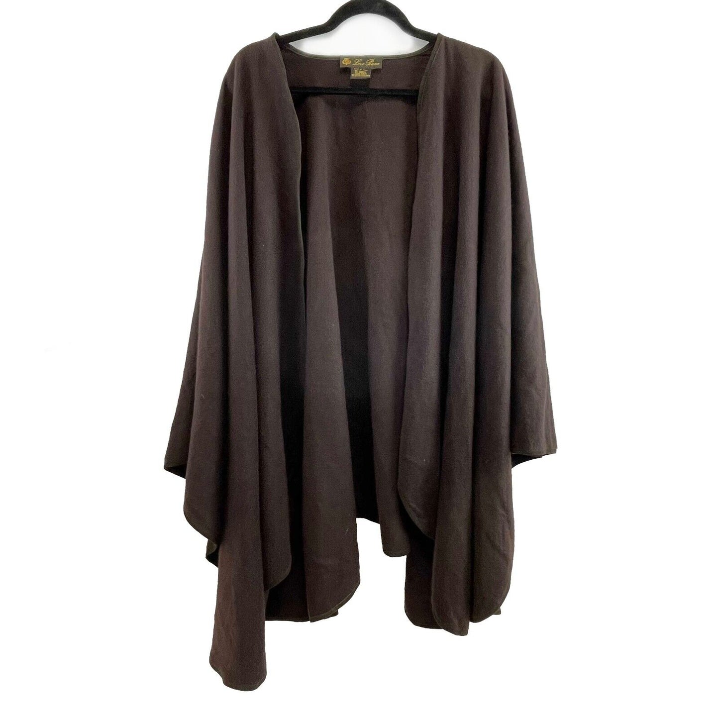 Loro Piana Shawl Espresso Brown Pure Cashmere Suede Trimmed Cape Cape One Size