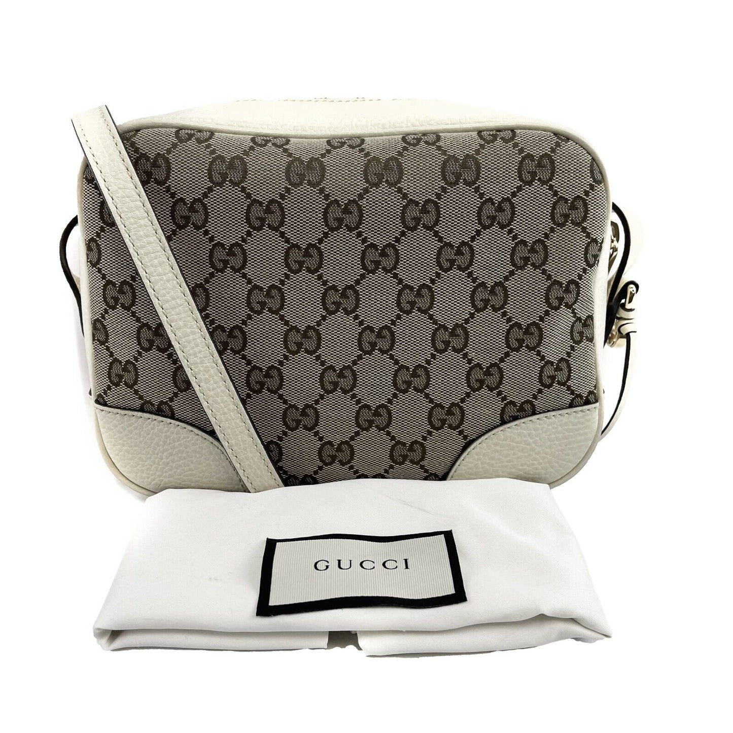 Gucci Pristine Bree GG Canvas Ivory Disco Crossbody Guccissima Beige/White