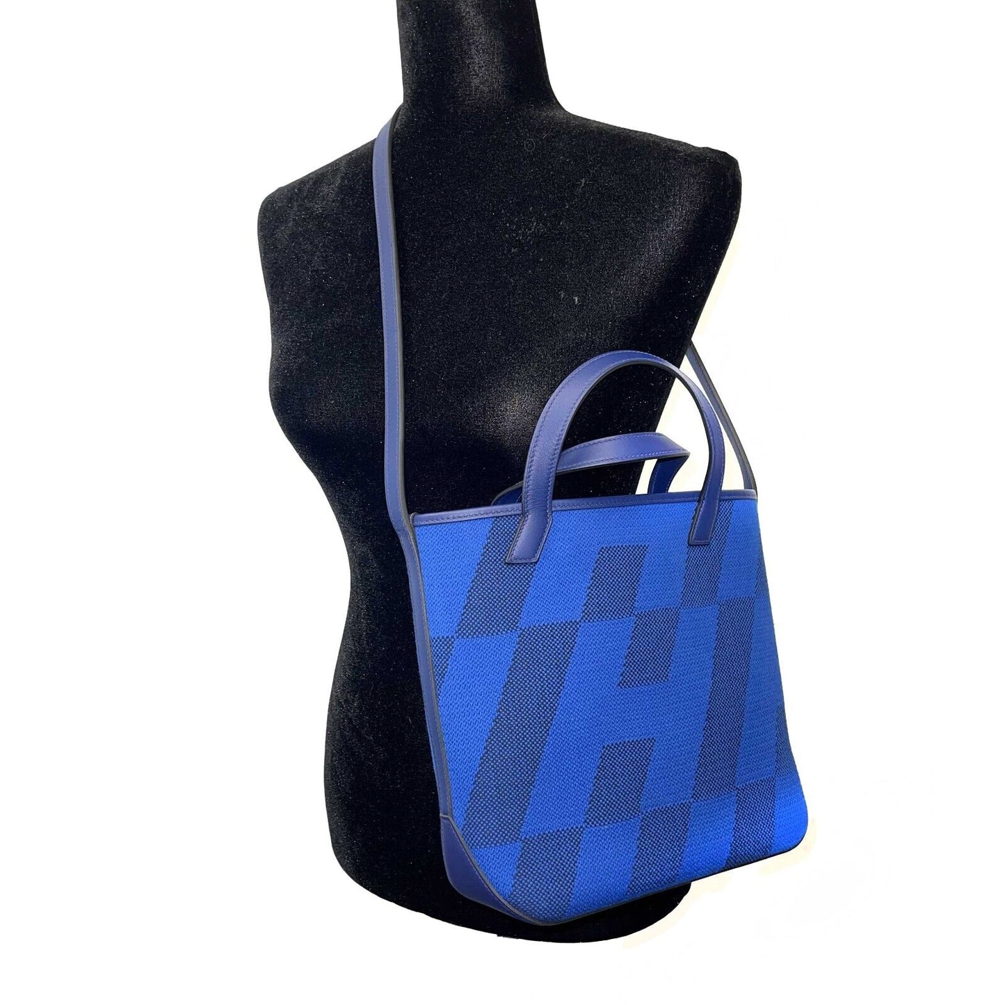 Hermes - NEW Cabas H en Biais Swift Toile Canvas 27 (Blue limited edition) Tote w/ Shoulder Strap