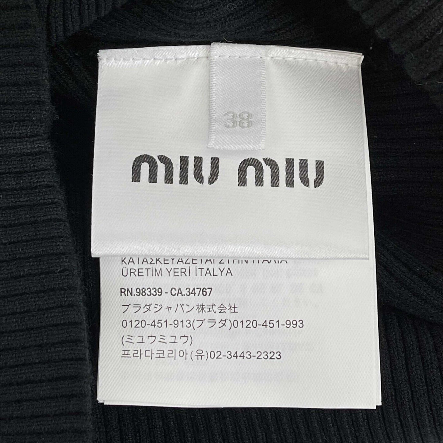 Miu Miu Viscose Tank Top In Nero Black Ribbed Tank Black, White 38 US 2