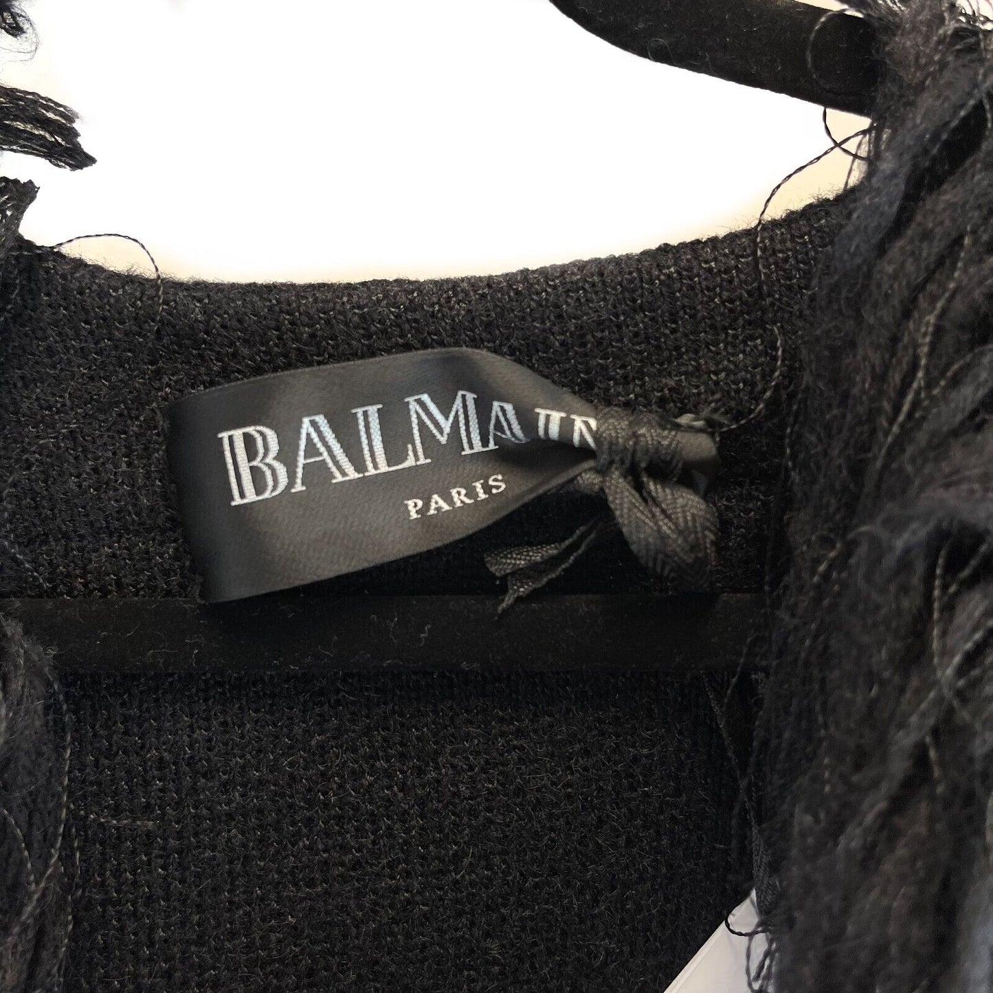 Balmain Pristine Tie Up Poncho Belt and Fringe Black 34 US 2 PRISTINE