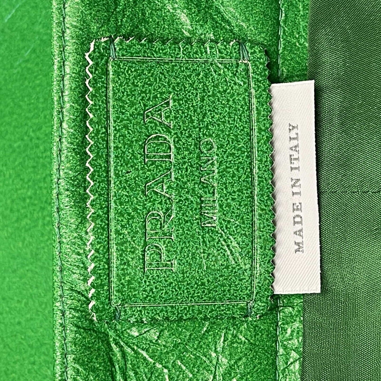 Prada - Excellent - Green Leather Rose Skirt 40 US 6