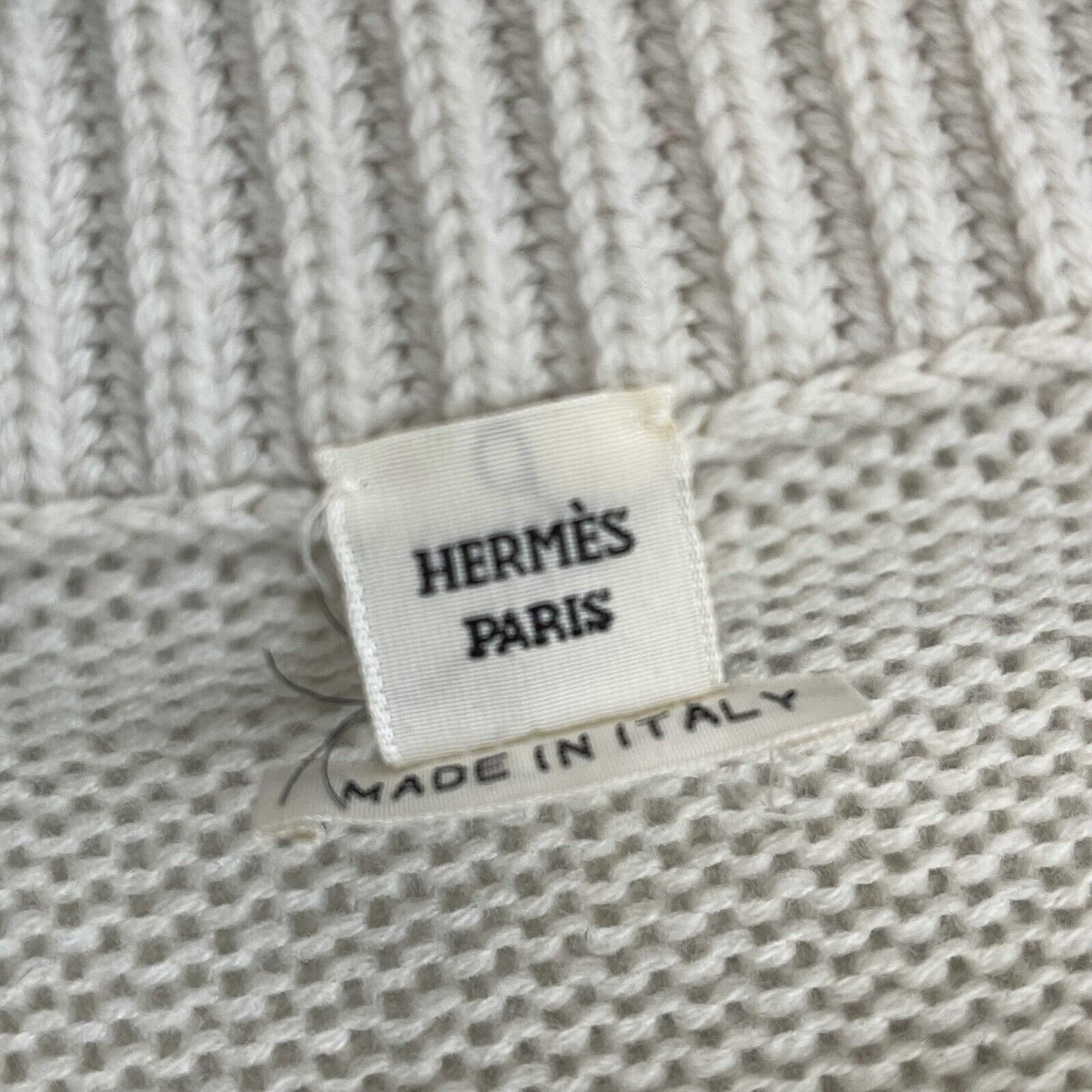 Hermes Excellent Ivory virgin wool cardigan 36 US 4 - zip up sweater coat jacket