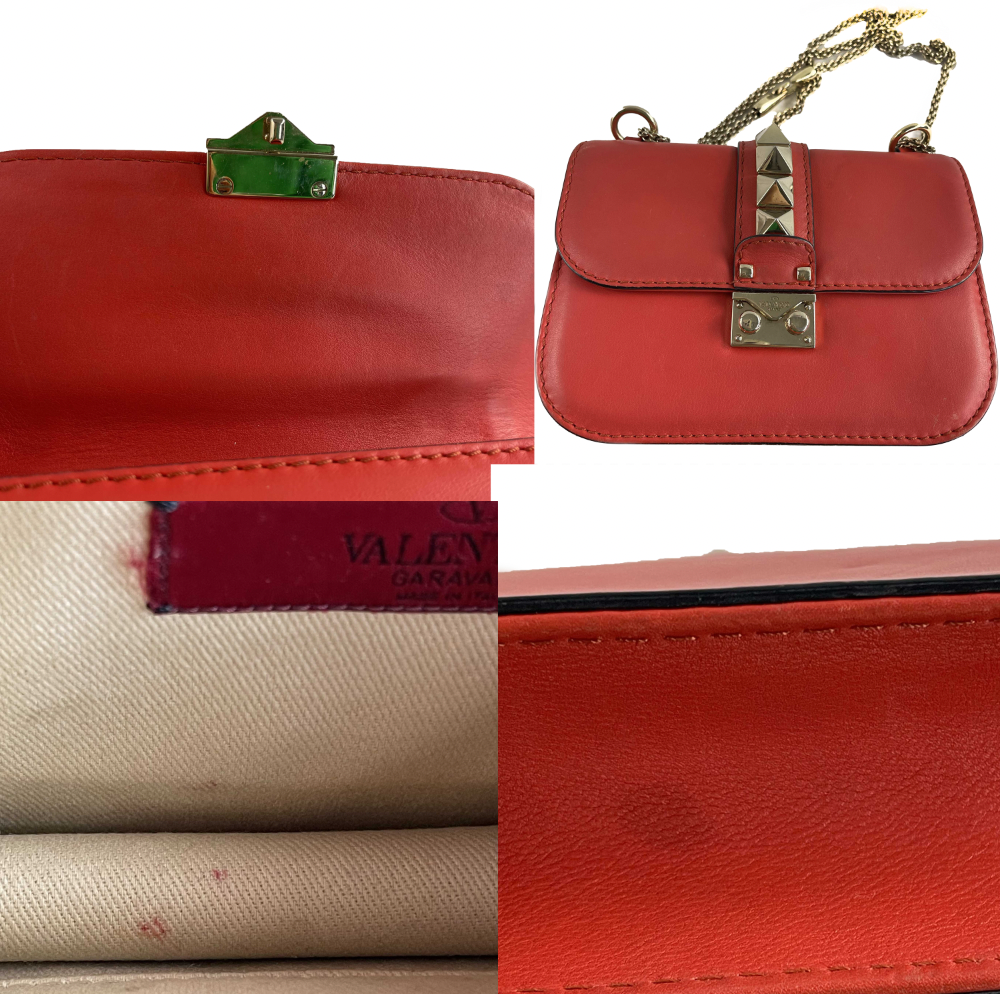 Valentino - Vitello Glam Lock Rockstud Flap - Red Leather Crossbody