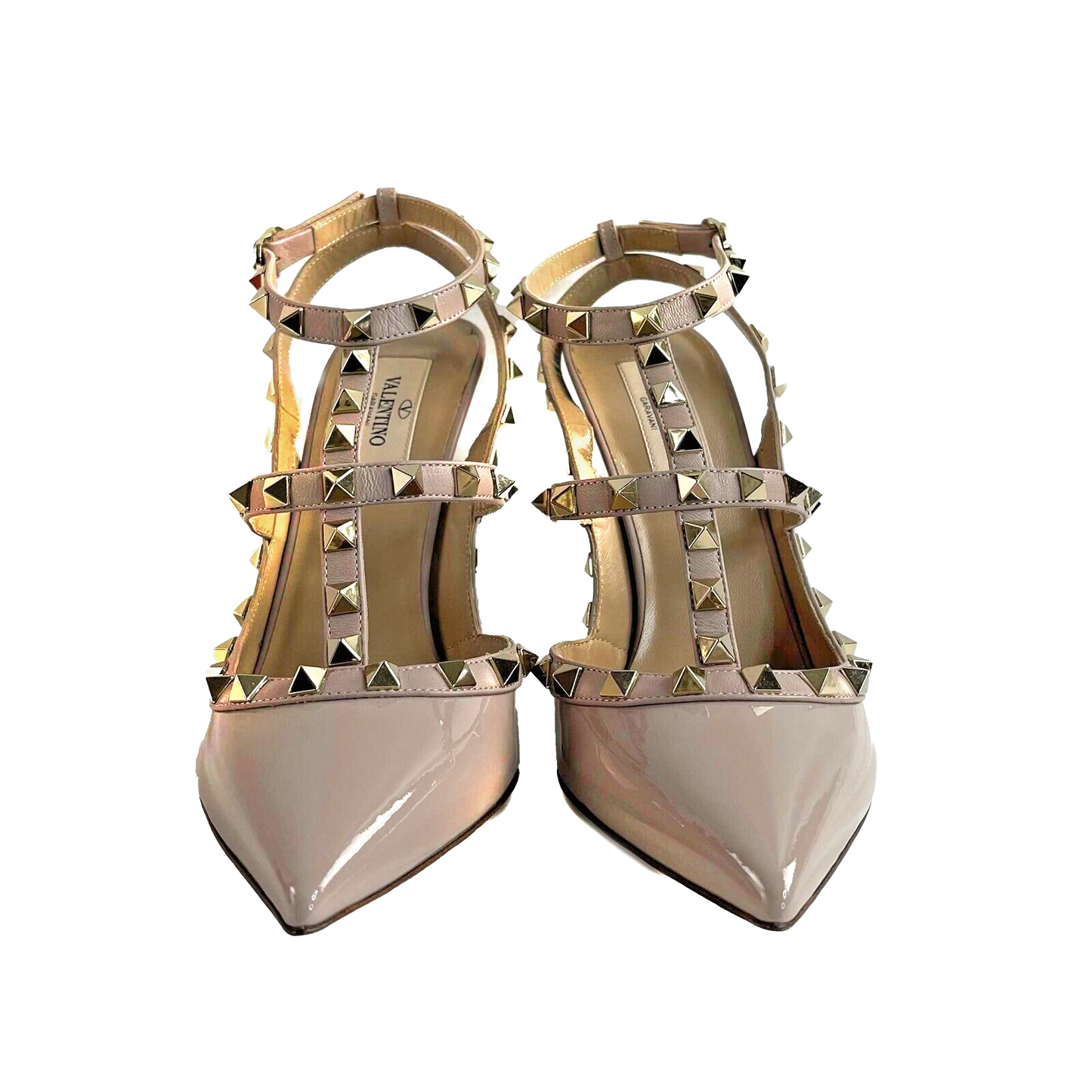 Valentino Rockstud Patent Nappa Ankle Strap 100mm Blush Poudre