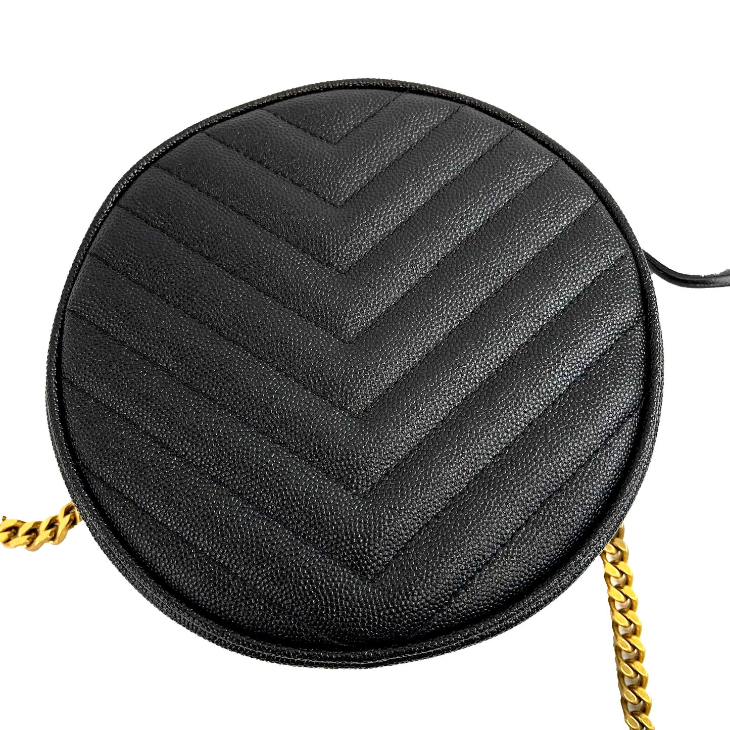 Saint Laurent Vinyle YSL Round Quilted Grain de Poudre