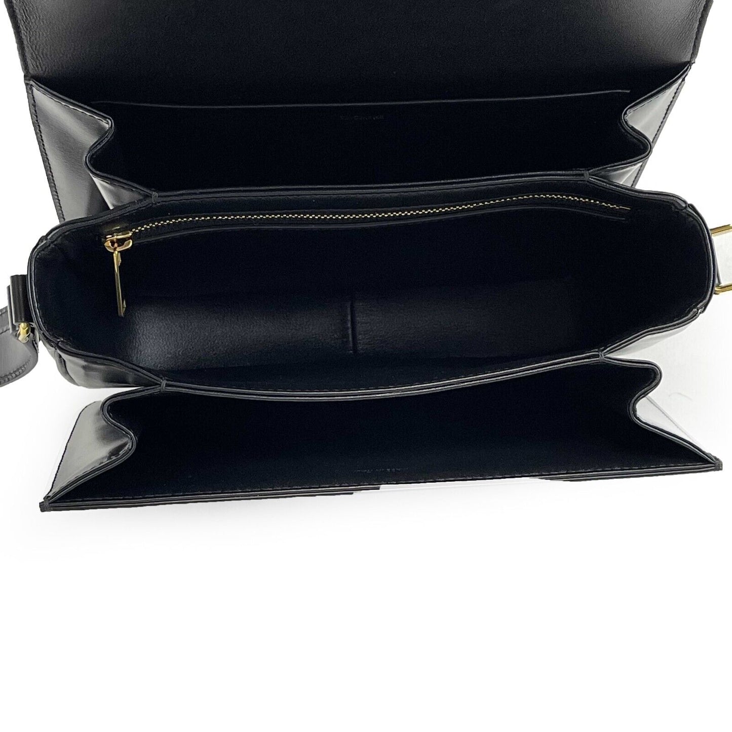 Celine - New w/o Tags - Triomphe Medium Black Shiny Calfskin Handbag