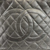 CHANEL - CC Medallion Black Diamond Quilted Caviar Leather Tote / Shoulder Bag