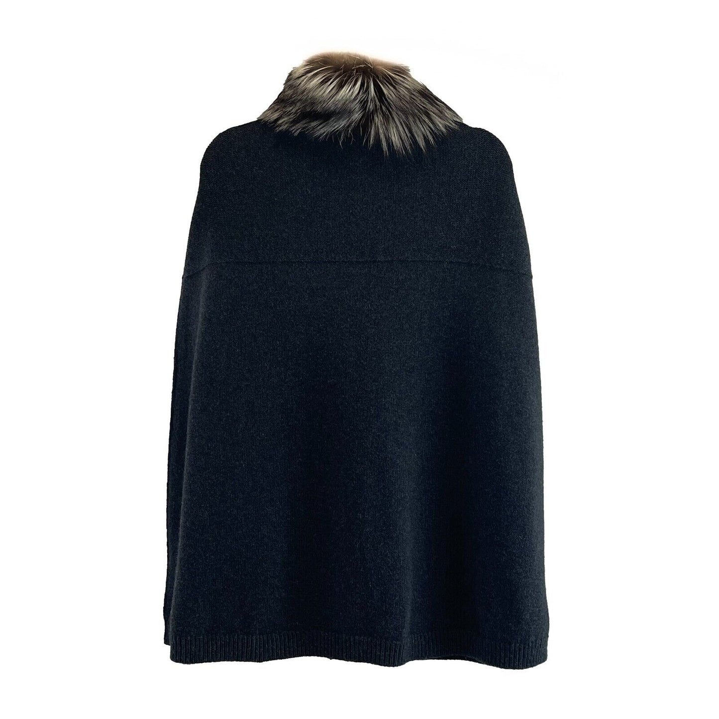 Louis Vuitton Pristine Poncho Cape with Fox Fur Collar Small Dark Gray