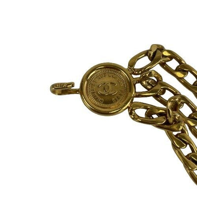 CHANEL - Vintage Chanel Gold Plated Cambon 31 Rue Coin 3 Row Chain Belt