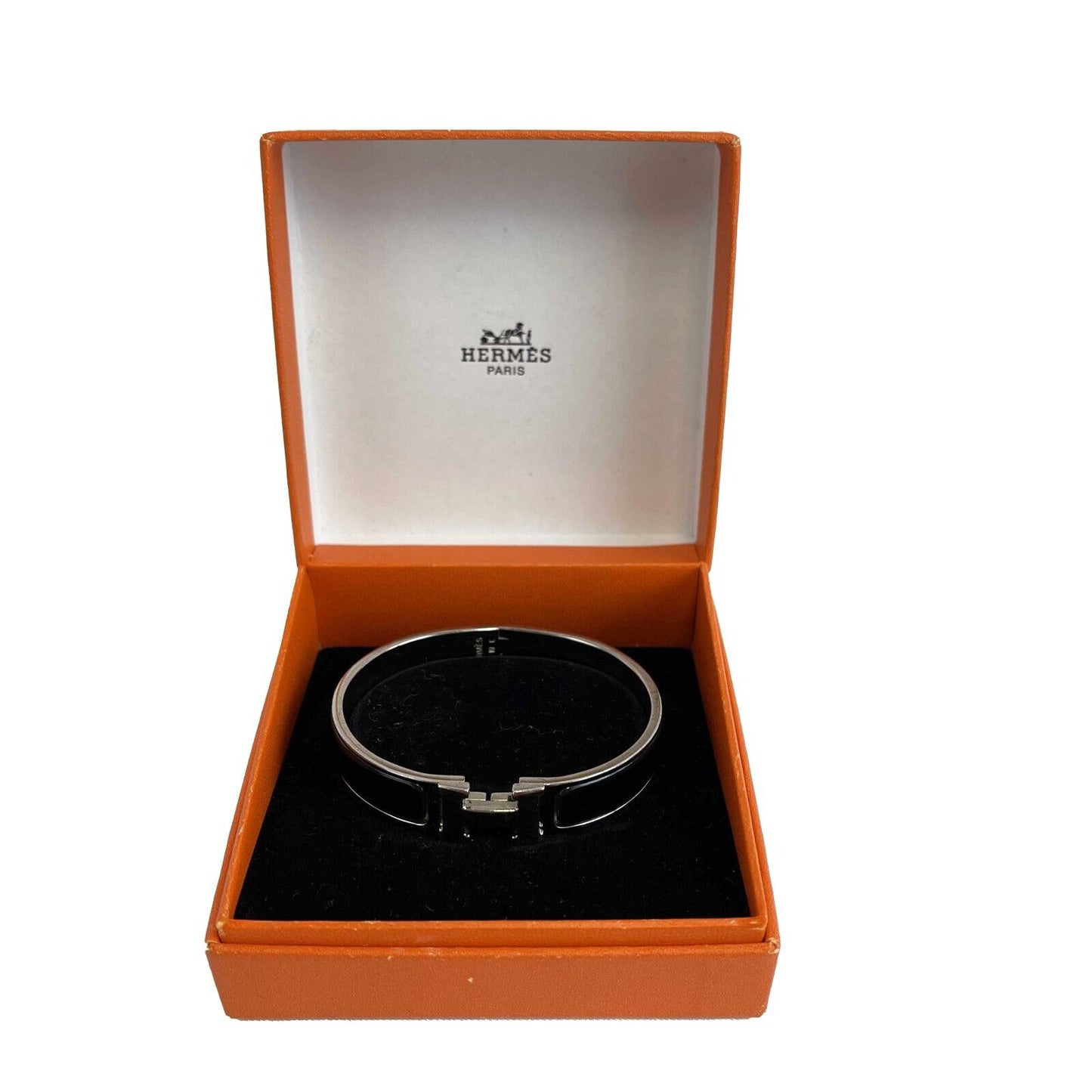 HERMES - Clic H Bracelet - Black Enamel / Silver H Twist Lock