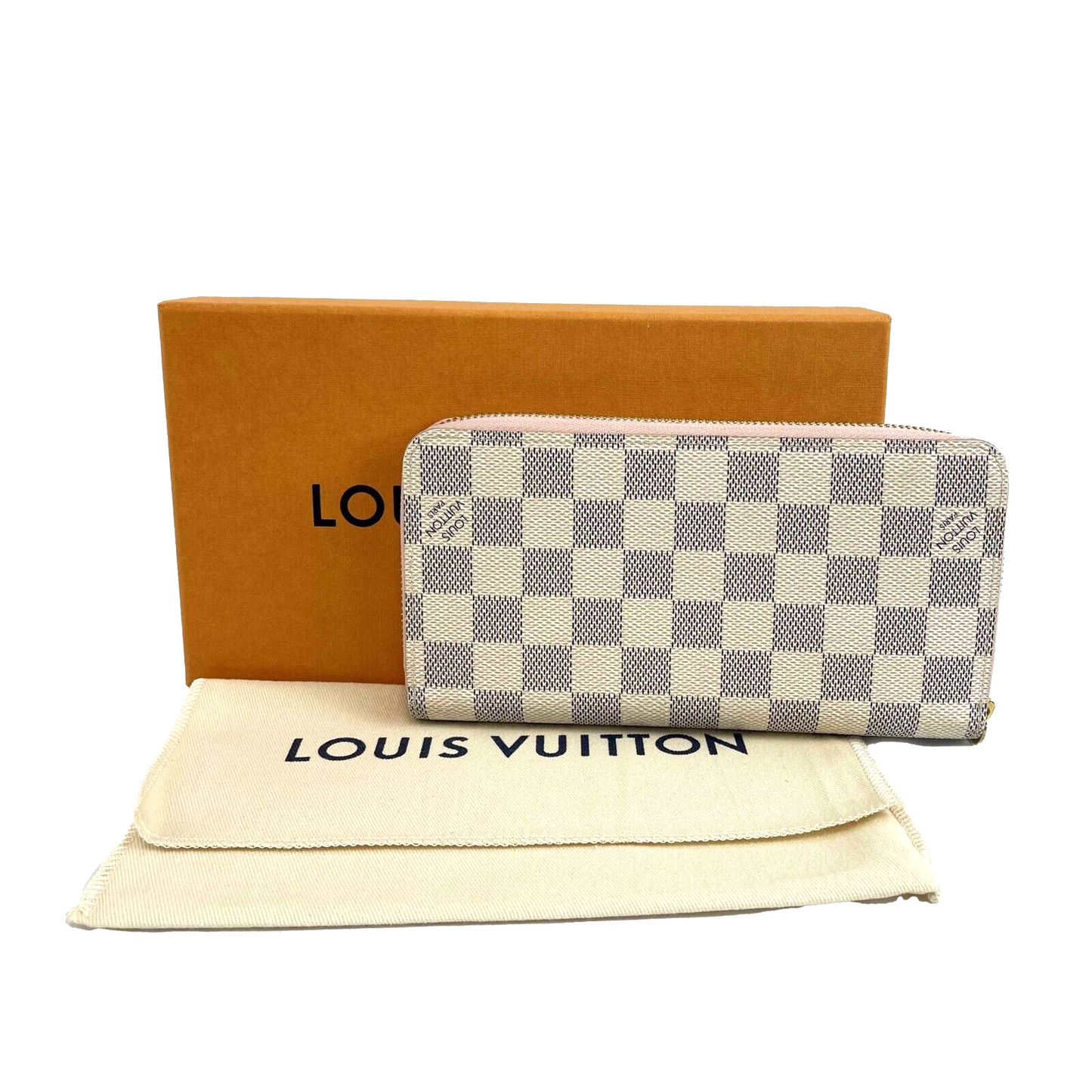 Louis Vuitton Damier Azur Zippy Wallet Rose Ballerine Pink Accessories