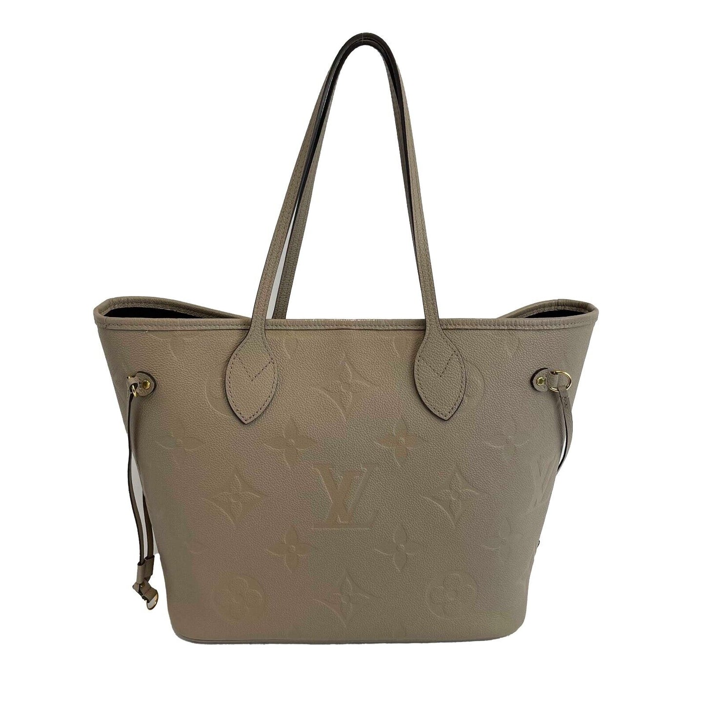 Louis Vuitton - Neverfull MM Embossed Leather Turtledove/Taupe Tote w/ Pouch