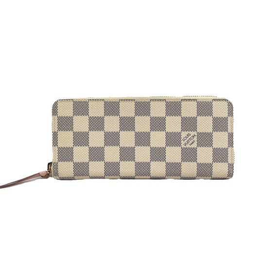 Louis Vuitton Clemence Wallet Damier Azur NEW Rose Ballerine