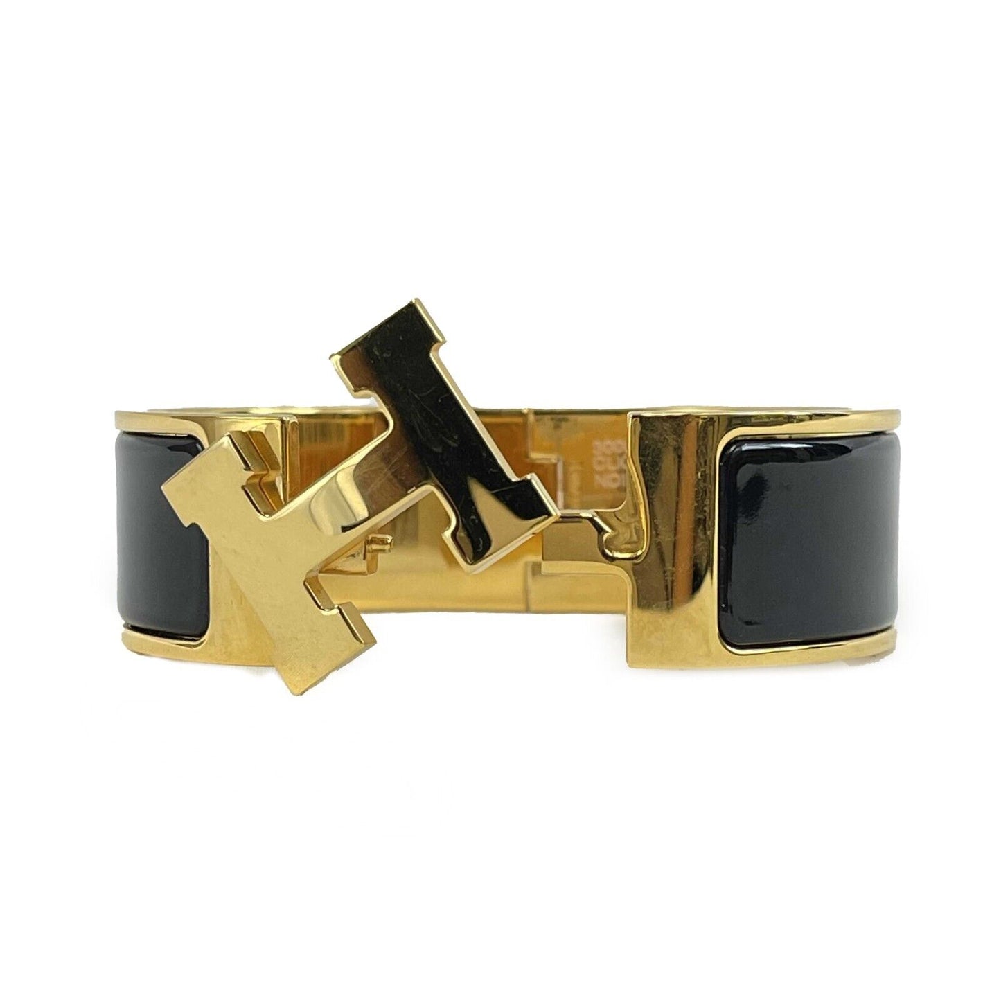 Hermes - Excellent - Clic Clac Bracelet - Gold / Black Cuff