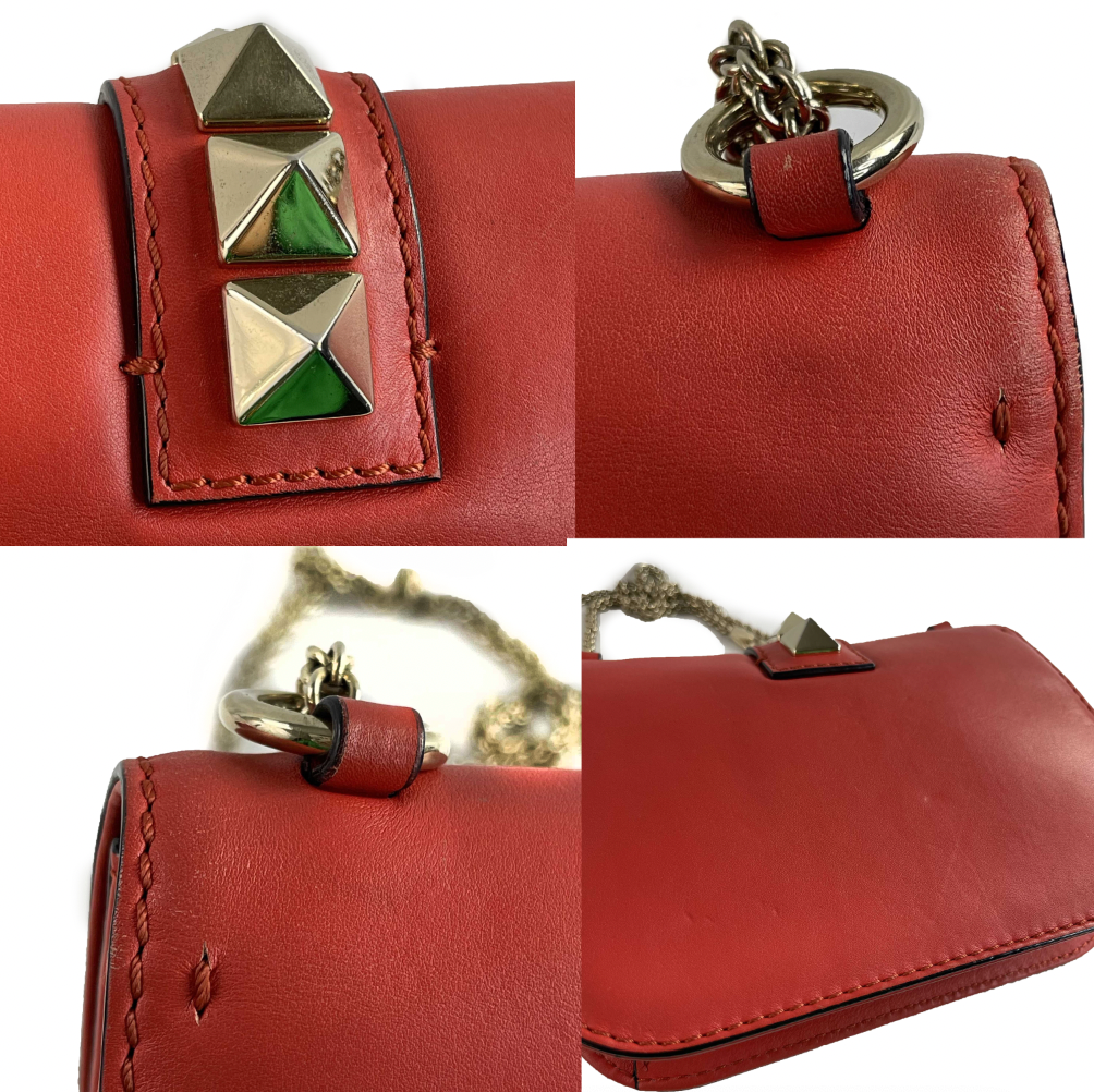 Valentino - Vitello Glam Lock Rockstud Flap - Red Leather Crossbody