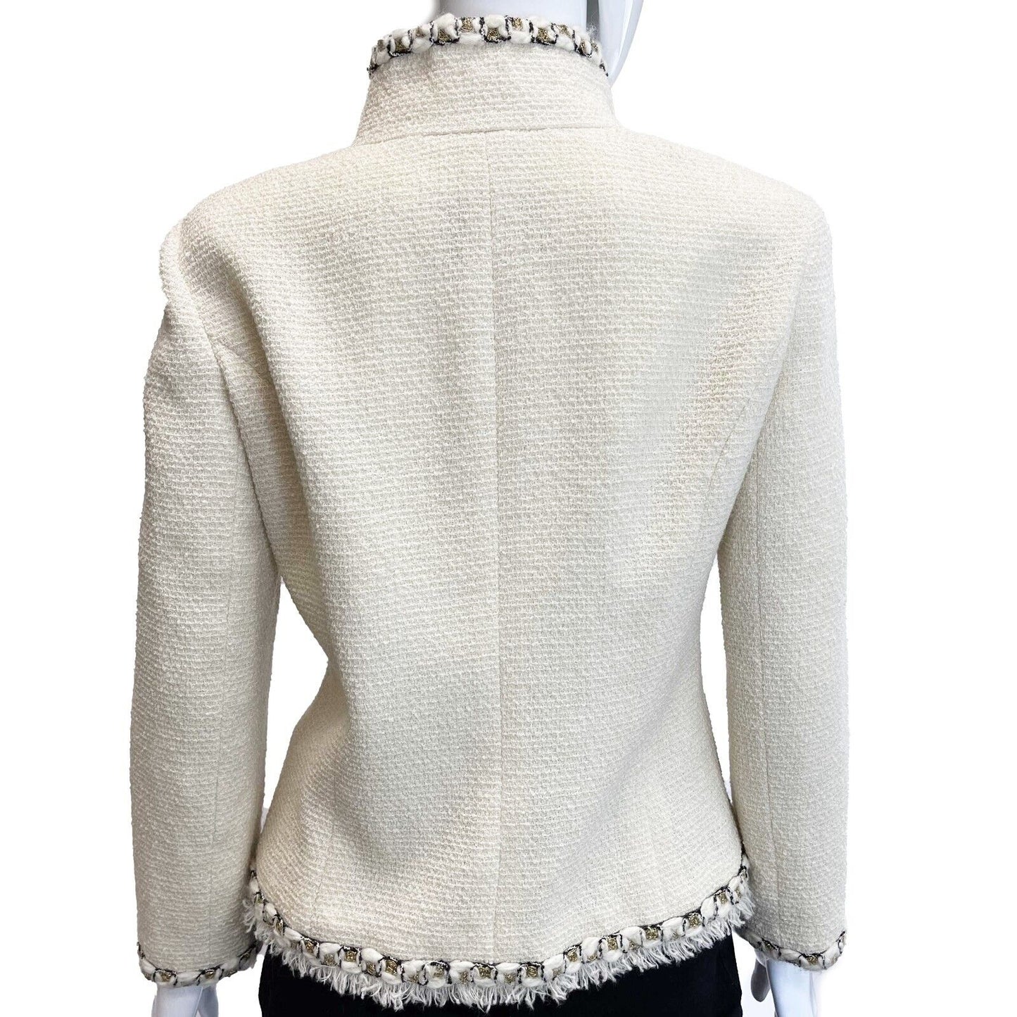 Chanel 11a Blazer CC Gripoix Buttons Ivory White 42 US 10