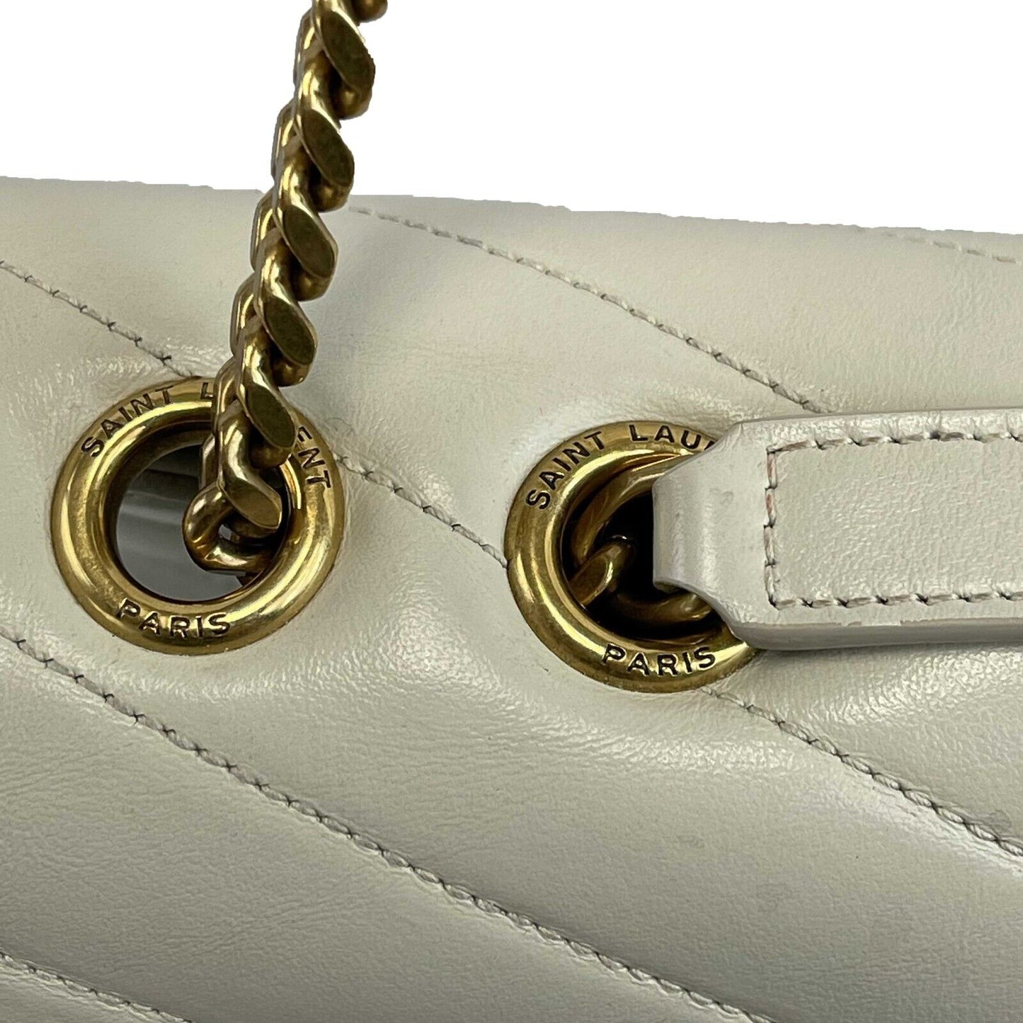 Saint Laurent - YSL Loulou Medium Chain - Calfskin Leather Beige Shoulder Bag