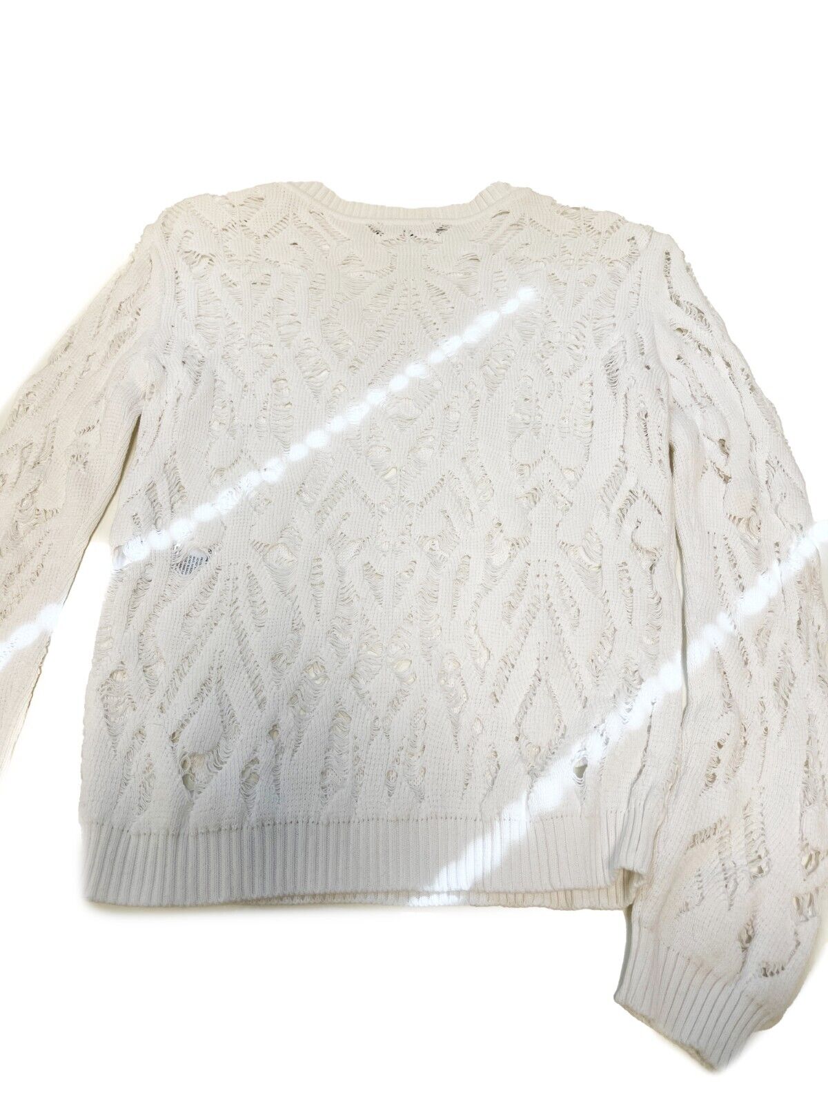 Balmain Pristine Crochet Destroyed Cotton Knit White Sweater 34 XS US 2