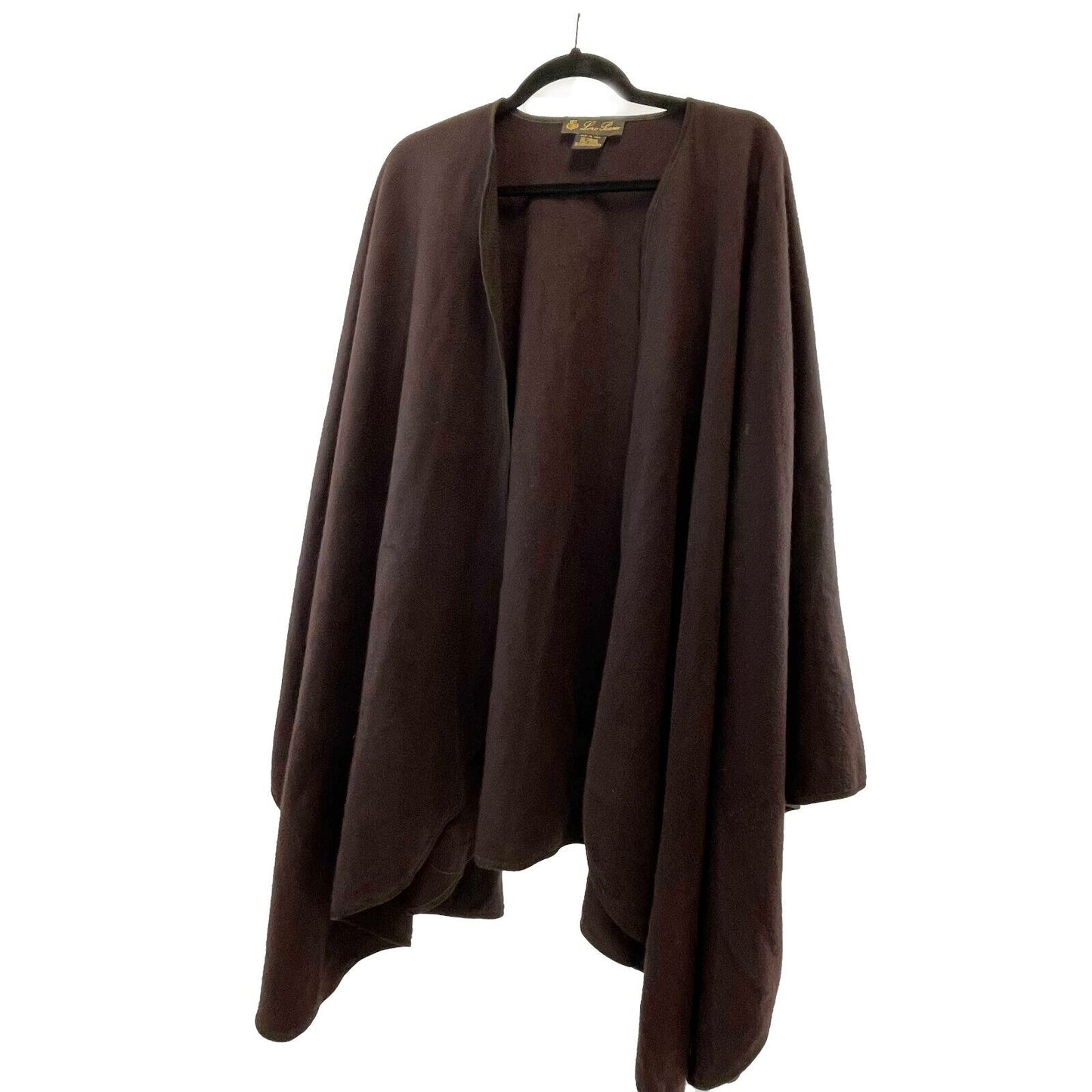 Loro Piana Shawl Espresso Brown Pure Cashmere Suede Trimmed Cape Cape One Size