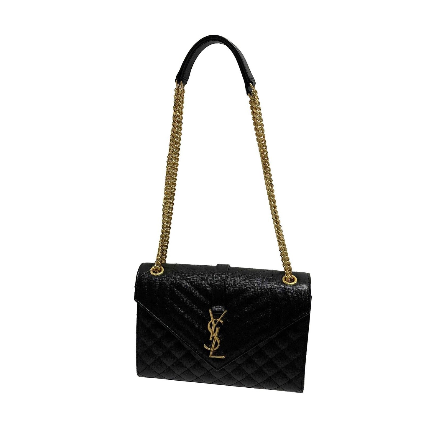 Saint Laurent NEW Classic Monogram Envelope Satchel Mixed Matelasse Leather