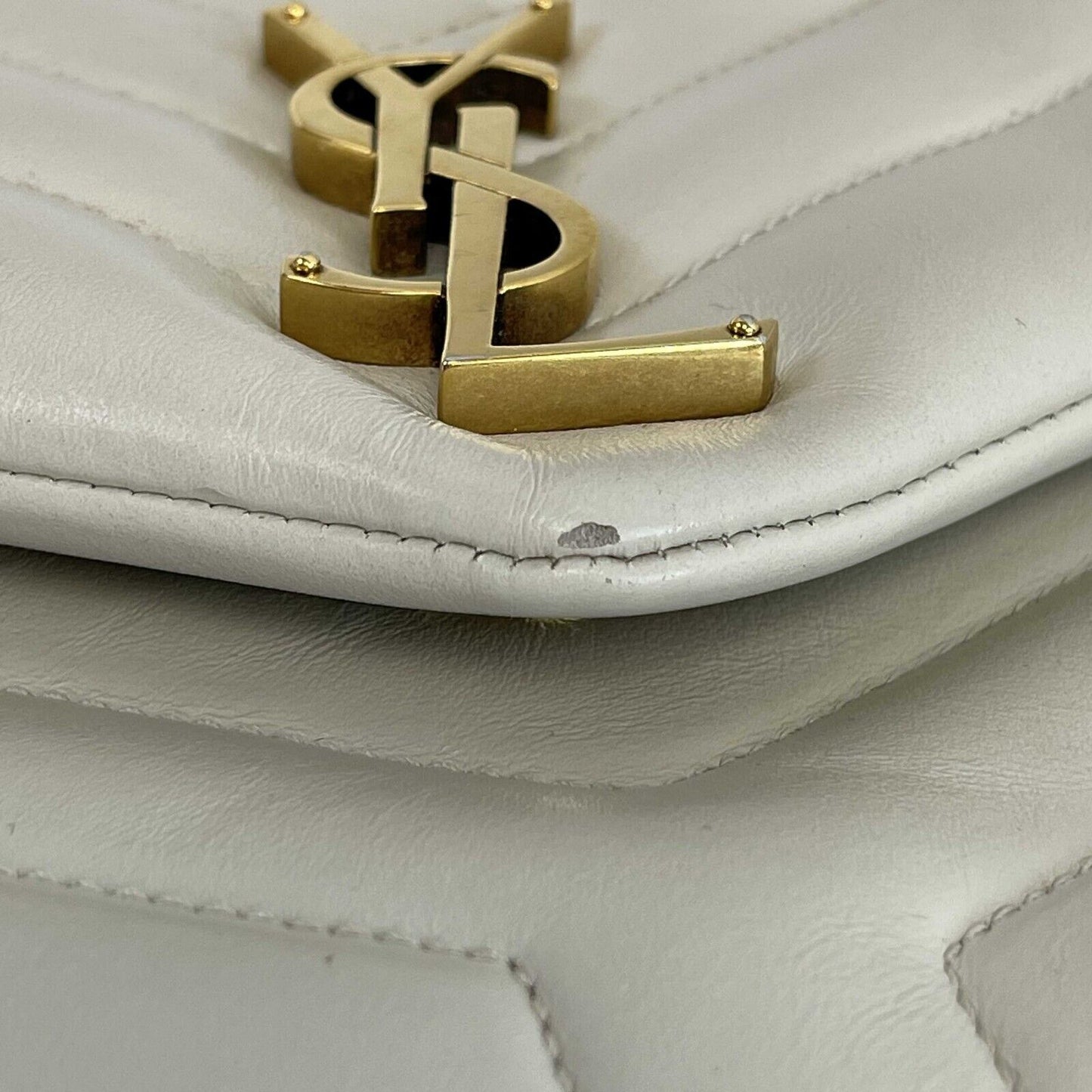 Saint Laurent - YSL Loulou Medium Chain - Calfskin Leather Beige Shoulder Bag