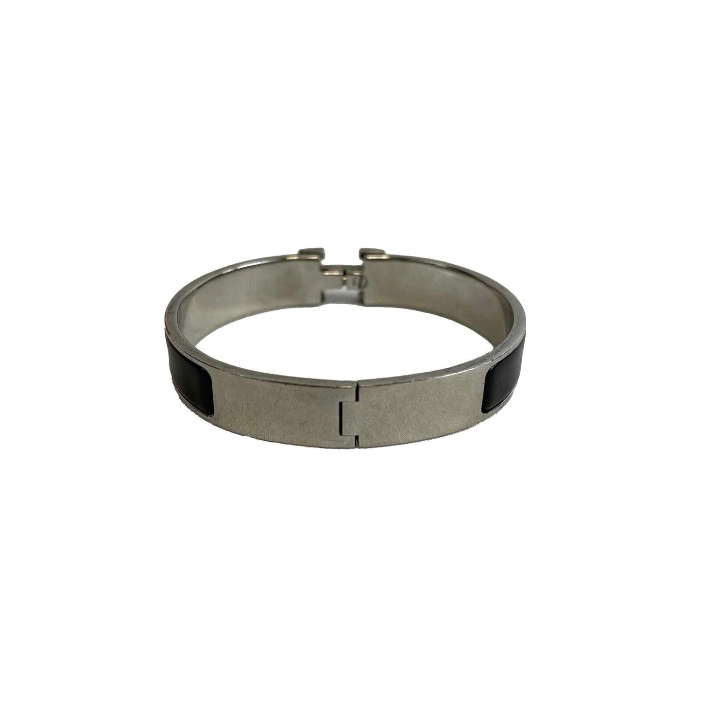 HERMES - Clic H Bracelet - Black Enamel / Silver H Twist Lock