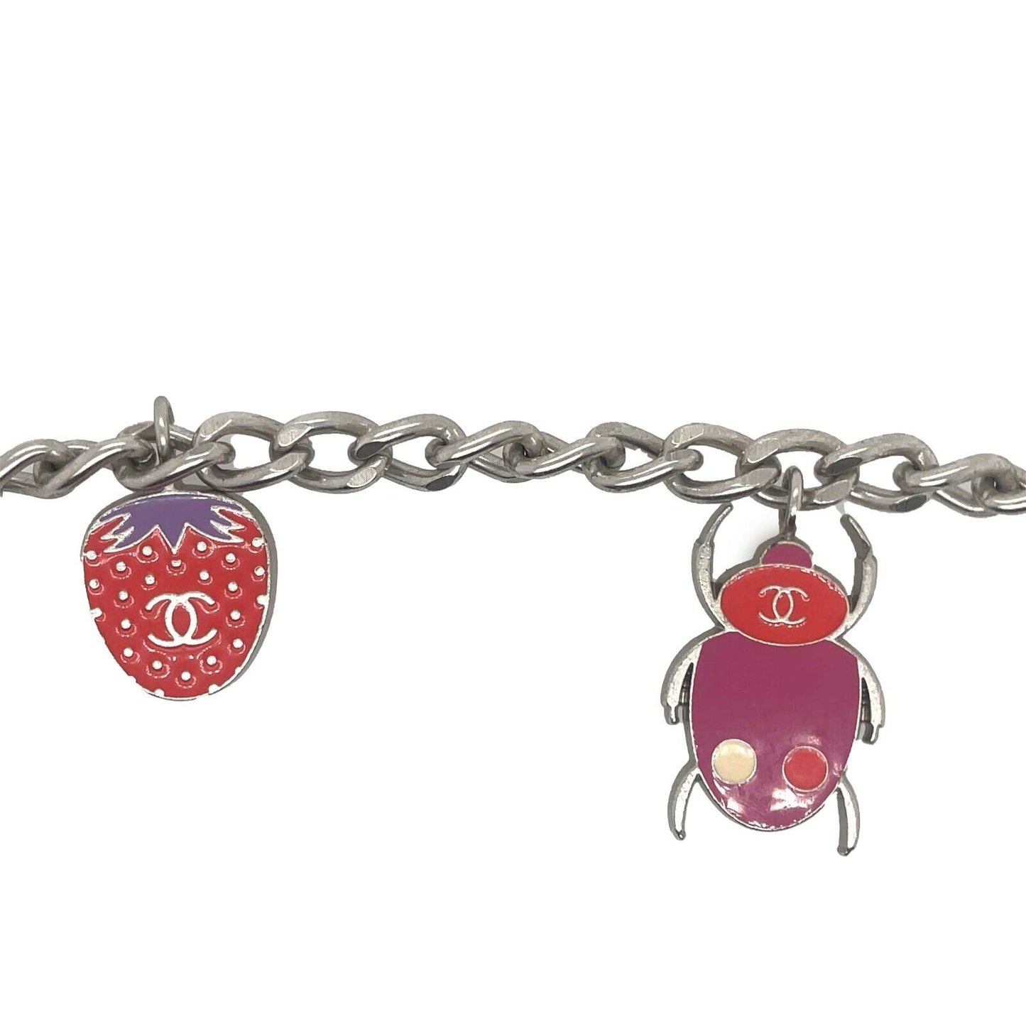 CHANEL- Ladybug CC Necklace / Belt - Garden Flower Charms 04P Silver