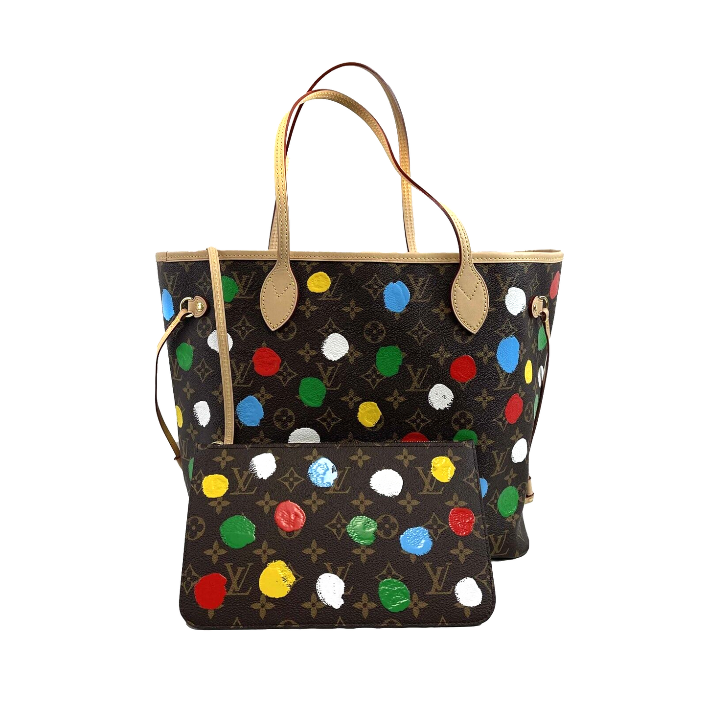 Louis Vuitton x Yayoi Kusama Monogram Neverfull MM Painted Dots NEW W/ Pochette