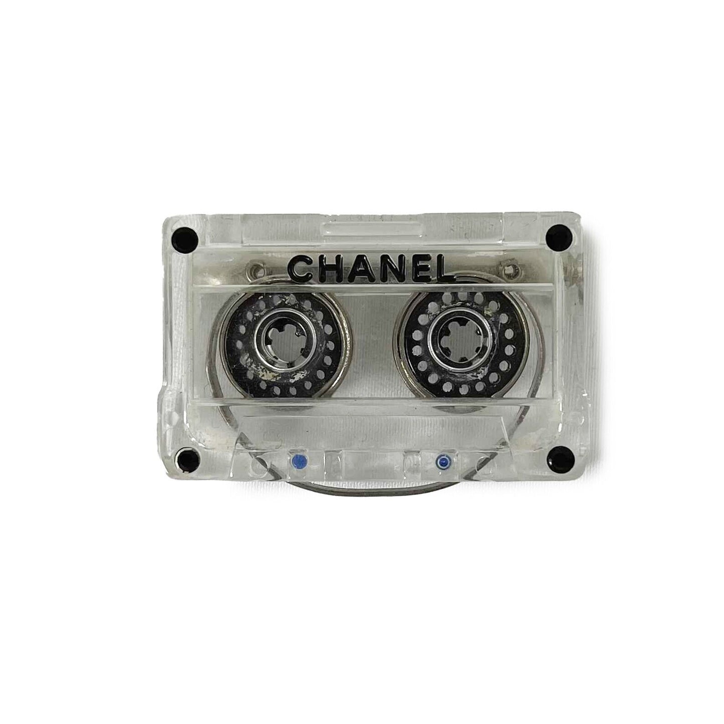 CHANEL 04P 'CHANEL' Cassette Tape - Resin / Black Brooch