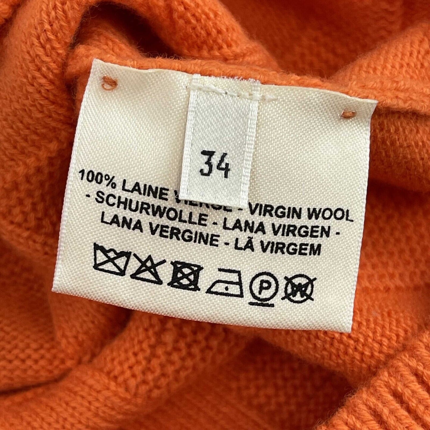 Hermes Crew Neck Wool H logo Knit Sweater Orange 34 US 2