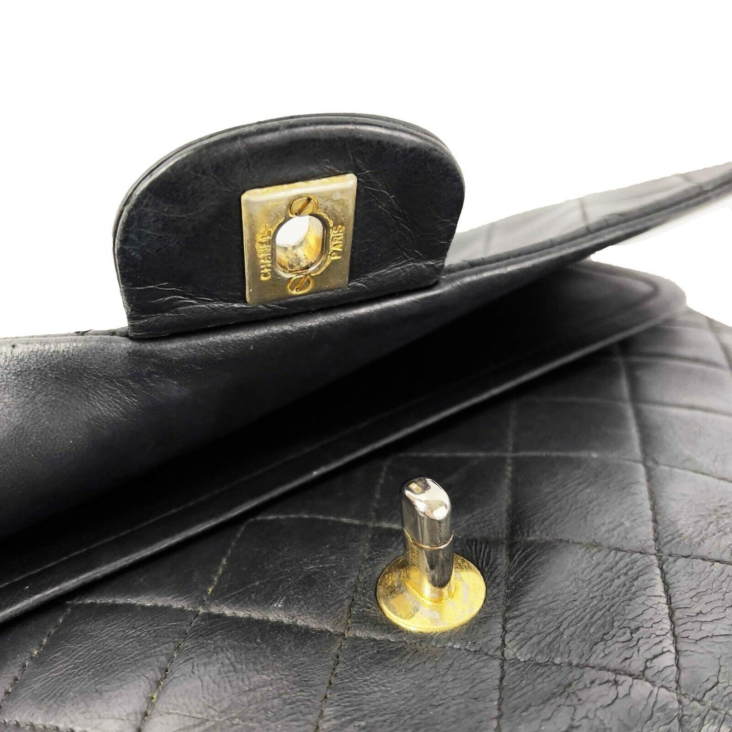 CHANEL- Vintage Medium Classic Double Flap - Black Shoulder Bag / Crossbody