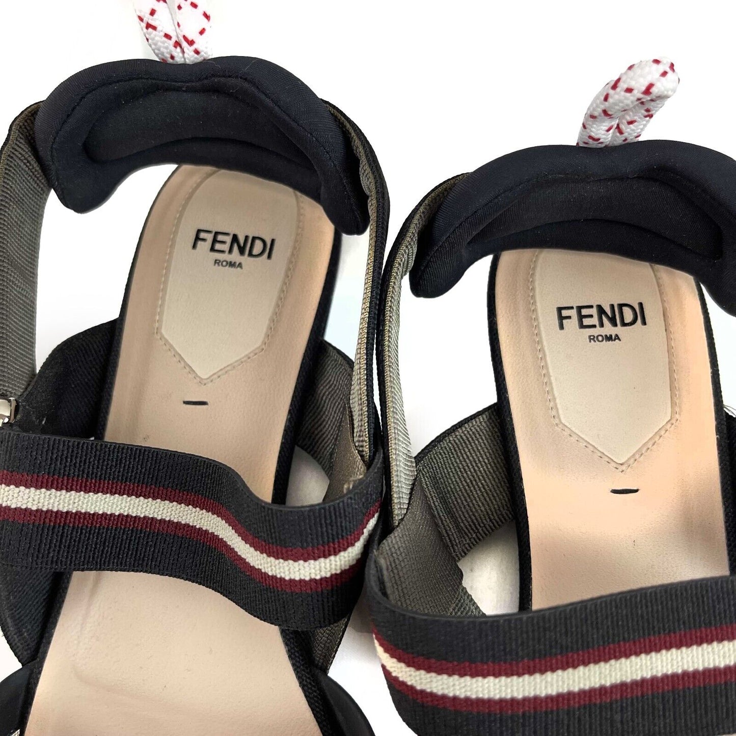 Fendi Colibrì Multicolor Tech Mesh Medium-Heel Slingbacks Brown 38 USS 8 Shoes